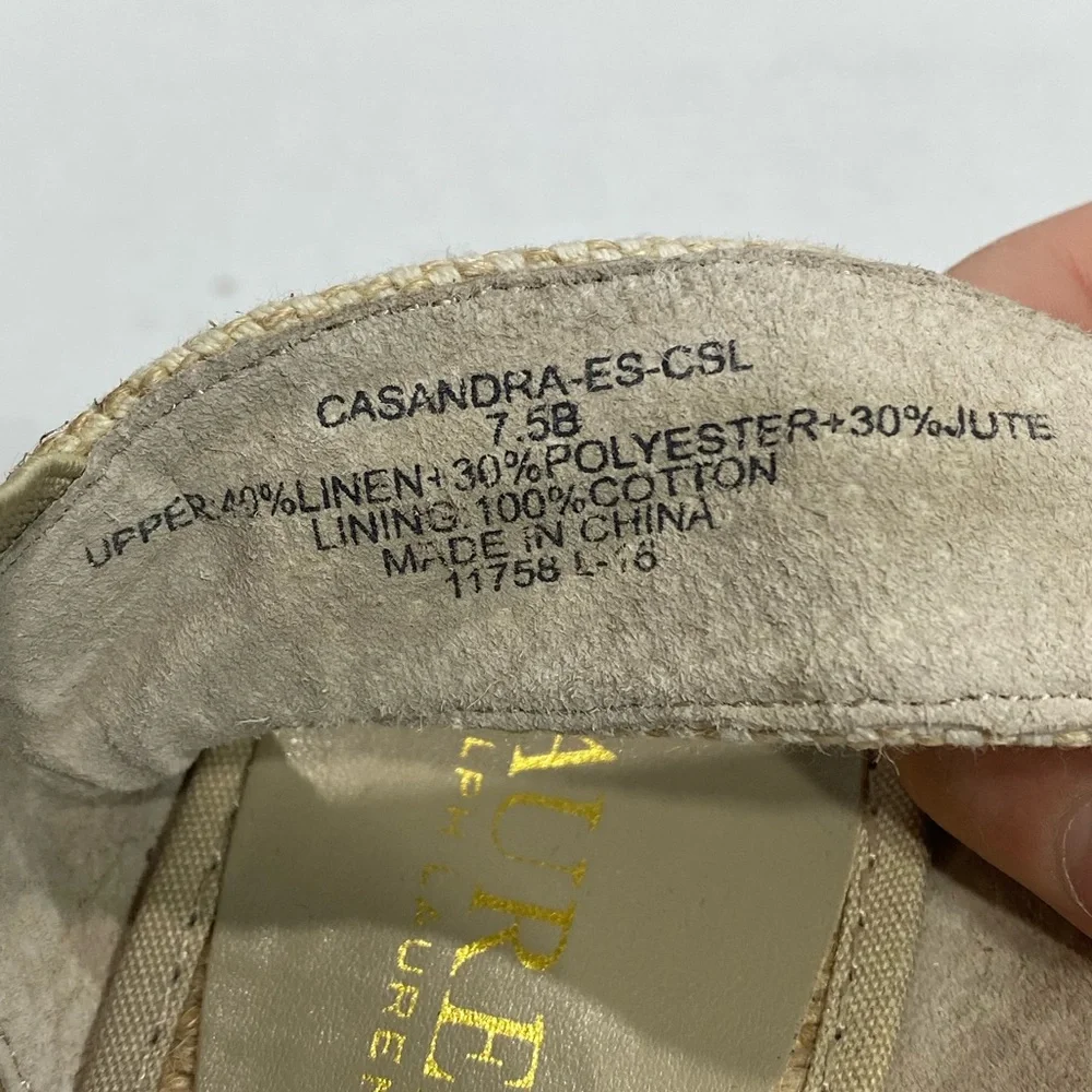 Ralph Lauren Cassandra Linen Espadrille Wedges Sz 7.5 | Neutral Slip-On Heels